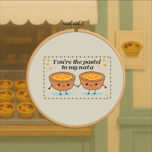 Pastel de Nata Cross Stitch Pattern: Kawaii Food Pun (PDF Pattern)