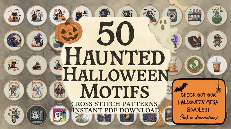 Spooky Stitch Trio – 3 Patterns – Halloween Cross Stitch Pattern Bundle ...