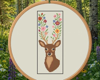 Deer Bookmark Cross Stitch Pattern PDF - Woodland Animal Digital Download