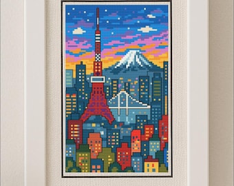 Tokyo Dreams in Thread – Urban Cross Stitch Pattern PDF – Digital Download