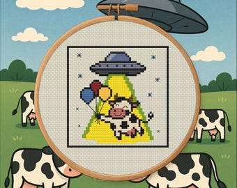 Abdução de vaca – Padrão de ponto cruz alienígena OVNI em PDF – Download digital