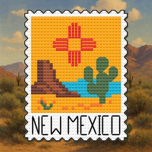 New Mexico Zia Sun Cross Stitch Pattern: Southwest Pixel Art (PDF Download)