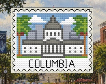 Columbia Stamp - South Carolina State House Cross Stitch Pattern PDF – Digital Download