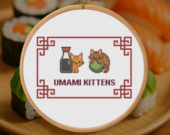 Umami Kittens – Japan Cross Stitch Pattern PDF – Digital Download
