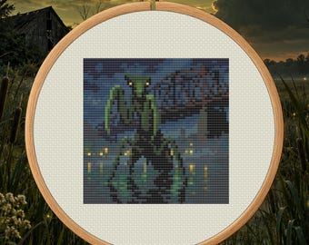 Mantis Man Counted Cross Stitch PDF | New Jersey Cryptid Pattern