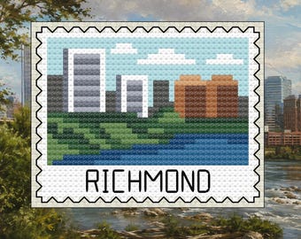 Richmond Stamp - Virginia Capital Cross Stitch Pattern PDF – Digital Download