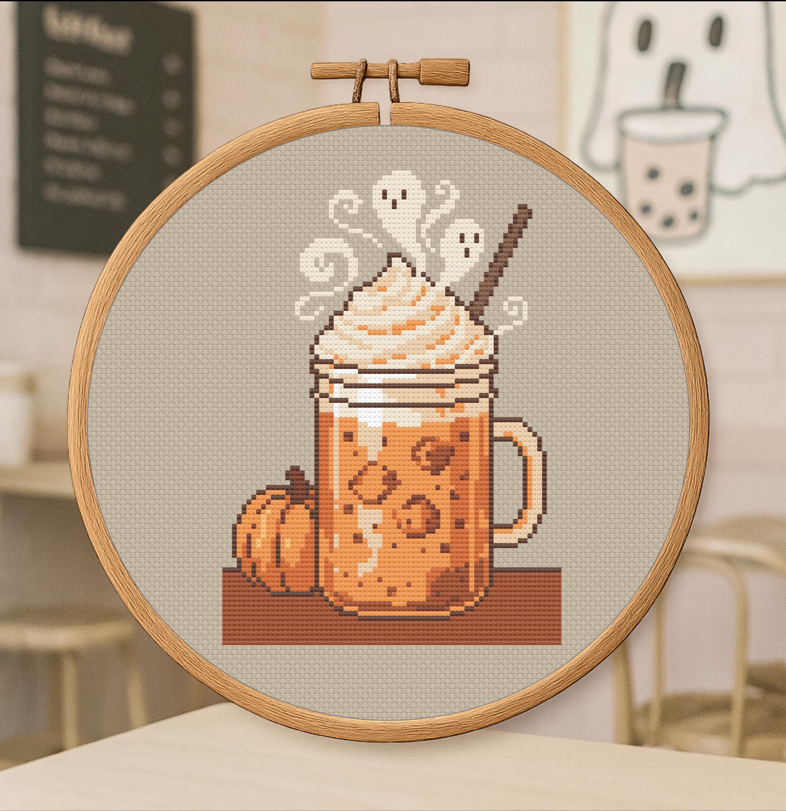 Spooky Pumpkin Spice Latte – PSL – Halloween Cross Stitch Pattern PDF ...
