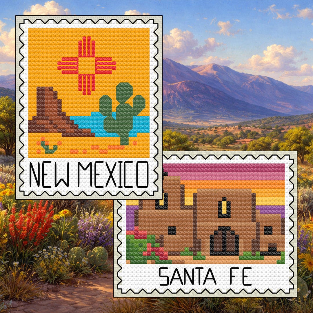 Zia Sun New Mexico & Santa Fe Adobe Cross Stitch Pattern Bundle (PDF ...