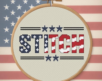Patrón de punto de cruz patriótico: Diseño de la bandera americana (Descarga PDF)