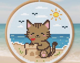 Catle Builders – Summer Cross Stitch Pattern PDF – Digital Download