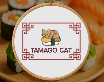 Tamago Cat – Japan Cross Stitch Pattern PDF – Digital Download
