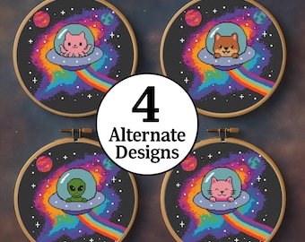 Cosmic Critters – 4 patronen – pdf-bundel met ruimtekruissteekpatronen – digitale download