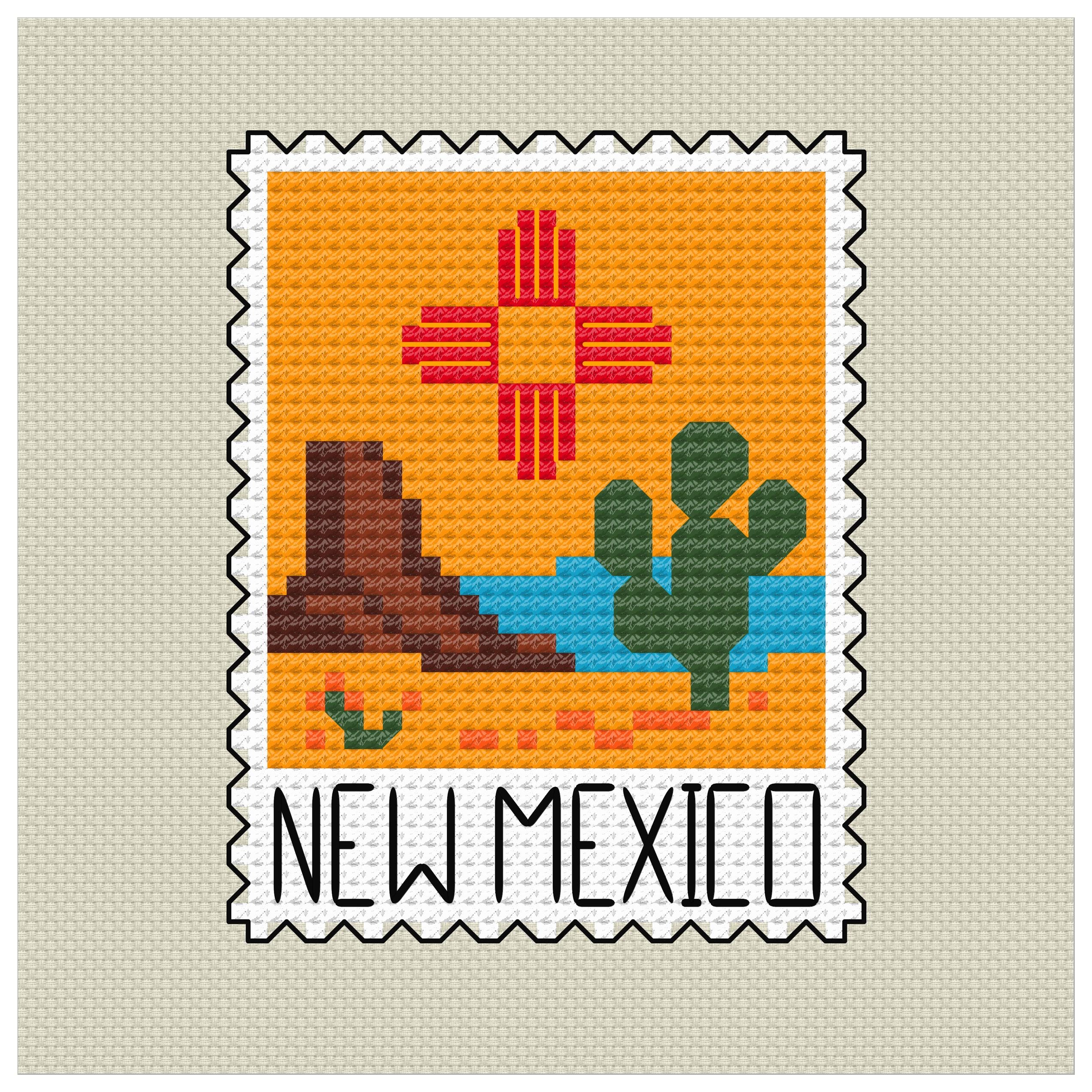 New Mexico Zia Sun Cross Stitch Pattern: Southwest Pixel Art (PDF