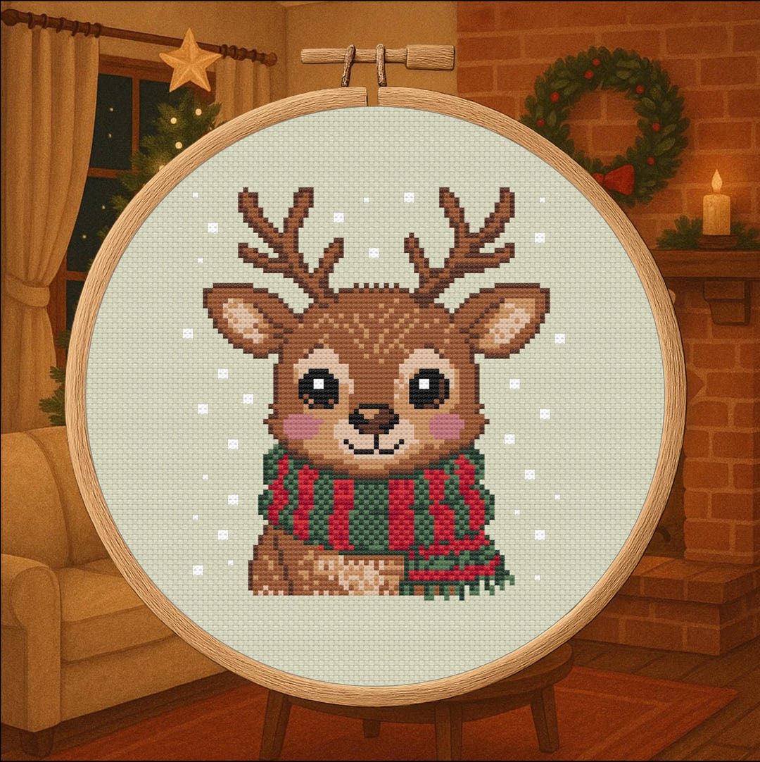 Little Christmas Reindeer – Holiday Cross Stitch Pattern PDF – Digital ...
