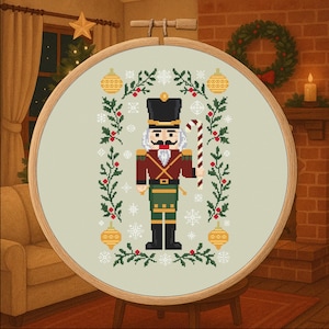 Festive Nutcracker – Christmas Nutcracker Cross Stitch Pattern PDF – Digital Download