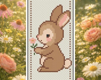 Bunny Bookmark – Cute Rabbit Bookmark Cross Stitch Pattern PDF – Digital Download