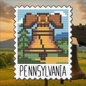 Patrón de punto de cruz en PDF de la serie de sellos postales estatales de EE. UU. "Keystone Pride" de Pensilvania (descarga digital)