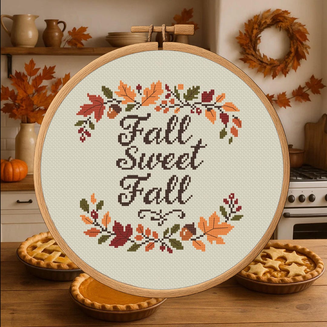 Fall Sweet Fall Cross Stitch Pattern: Autumn Welcome Sign (PDF Download ...