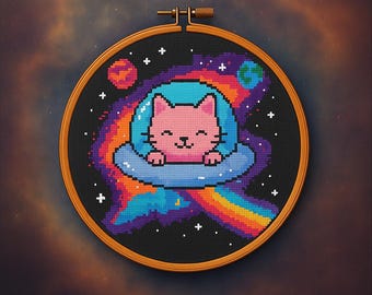 UFO Cat – Space Cat kruissteekpatroon pdf – digitale download