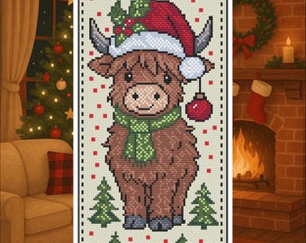 Scottish Highland Cow Bookmark – Cross Stitch Pattern PDF – Digital ...