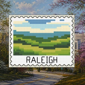 Raleigh Stamp - North Carolina Rolling Hills Cross Stitch Pattern PDF – Digital Download