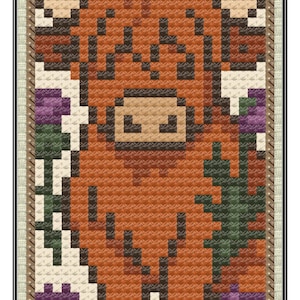 Scottish Highland Cow Bookmark – Cross Stitch Pattern PDF – Digital ...