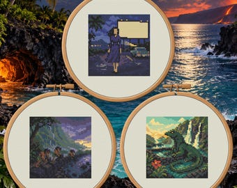 Hawaii Cryptids Trio | Counted Cross Stitch PDF Bundle