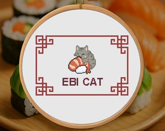Ebi Cat – Japan Cross Stitch Pattern PDF – Digital Download