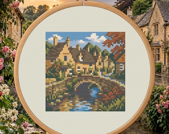 Castle Combe Cotswolds Counted Cross Stitch PDF | England Travel Pattern