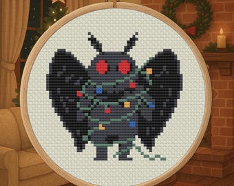 Gothmas Mothman - Lustiges Urlaub Kreuzstich Muster PDF - Digitaler Download