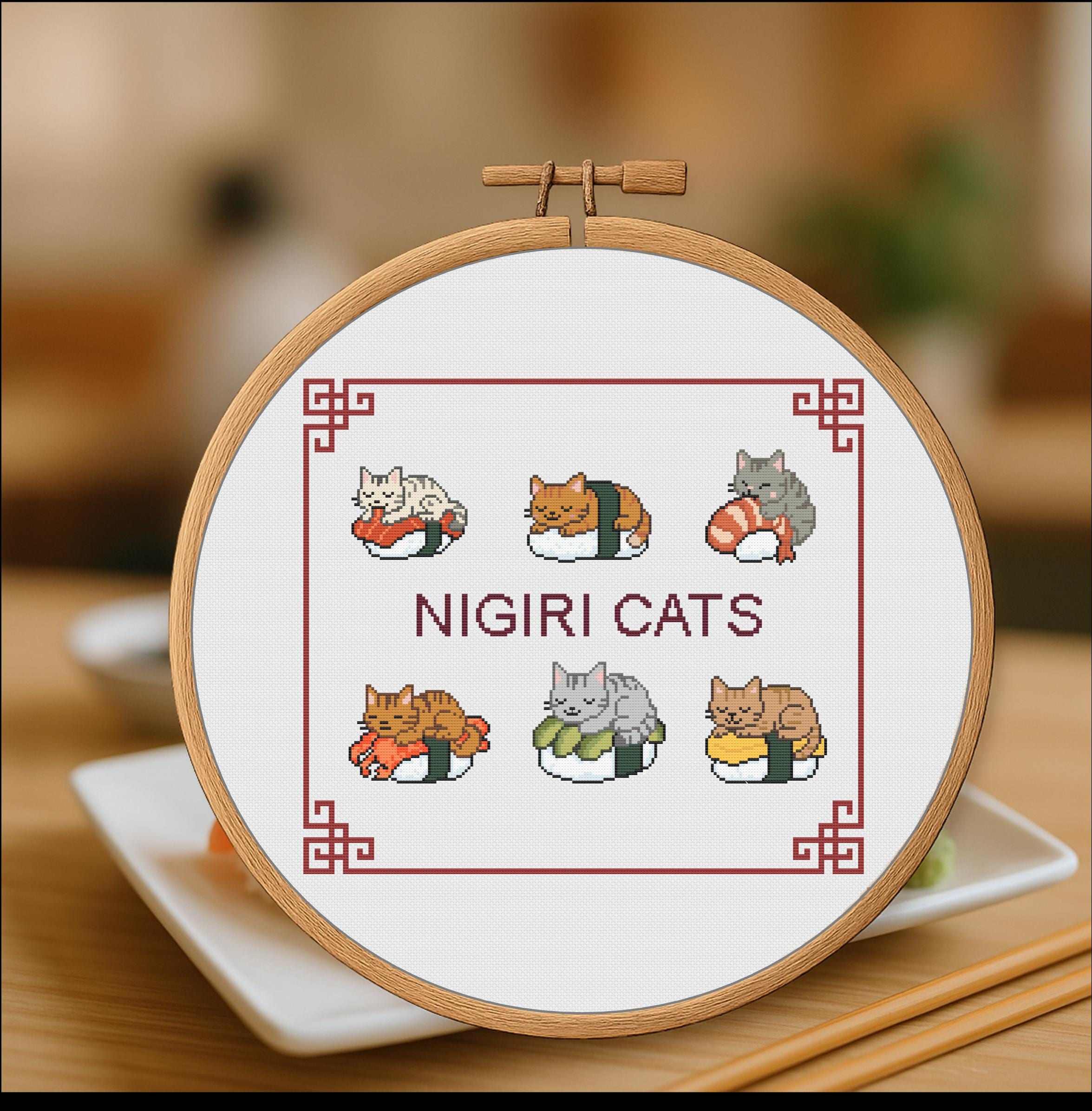 Sushi & Stitching Serenity – Japan Cross Stitch Pattern PDF cross-stitch pattern preview