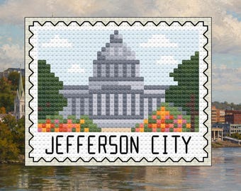 Jefferson City Stamp - Missouri State Capitol Cross Stitch Pattern PDF – Digital Download
