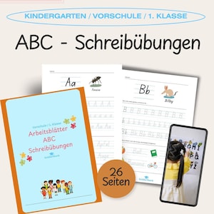 ABC Writing Exercises for Kids – 26 Printable Worksheets | Learning Letters | Preschool & Elementary School | Digital Download