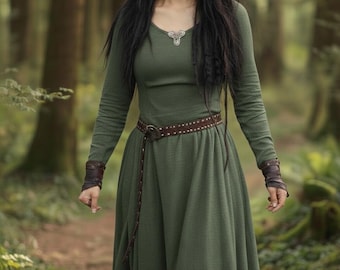 Medieval Renaissance Maxi Dress – Women's LARP Costume – Celtic Elven Viking Dress – Fantasy Cosplay Outfit - 4 Colors