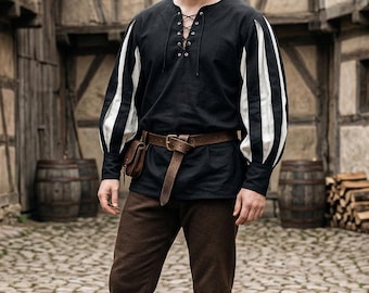 Landsknecht Tunic Medieval Renaissance Shirt German LARP Costume Steampunk Gothic Cosplay Top for Men