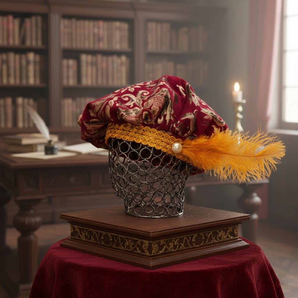 Tailor Vintage Red and Gold Embellished Hat Vintage Fraternal Freemasonry Masonic Past Grand Master Red  main image 3