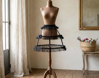 Lolita Petticoat Birdcage Crinoline Skirt Ruffle Lace Chiffon Cosplay Underskirt Bridal Hoop One Size