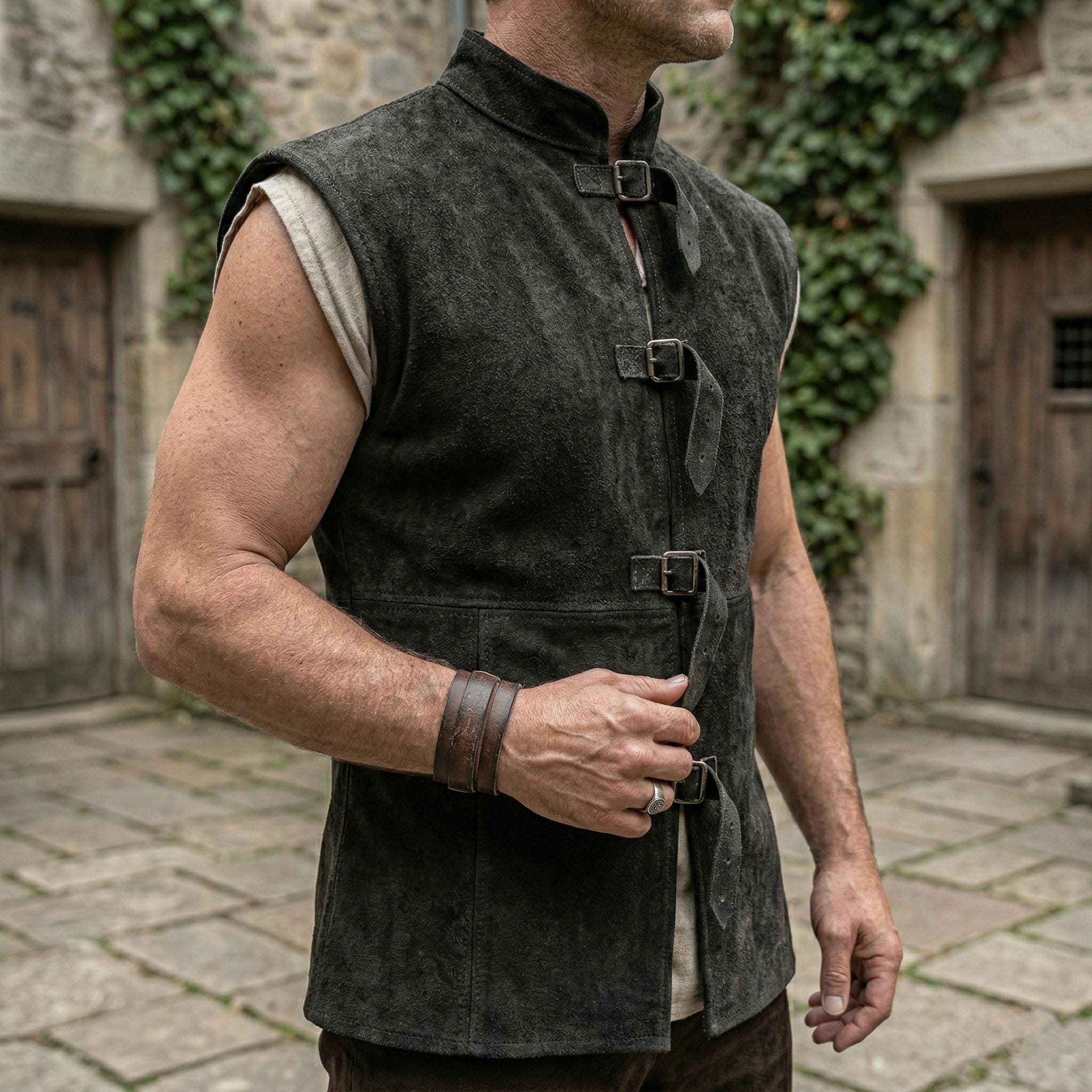 Mouwloos damesvest met V-hals, steampunk, vintage, casual vest