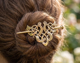 Celtic Viking Hair Pin, Norse Knot Hair Stick, Medieval Metal Hair Accessory, Pagan Nordic Gift for Women