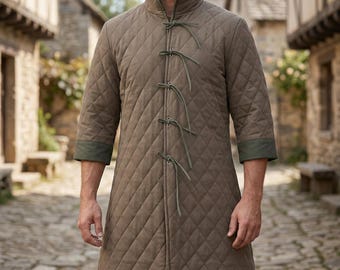 Medieval Gambeson Jacket Viking Aketon Armor Coat Mens LARP Padded Tunic Renfaire Halloween Costume