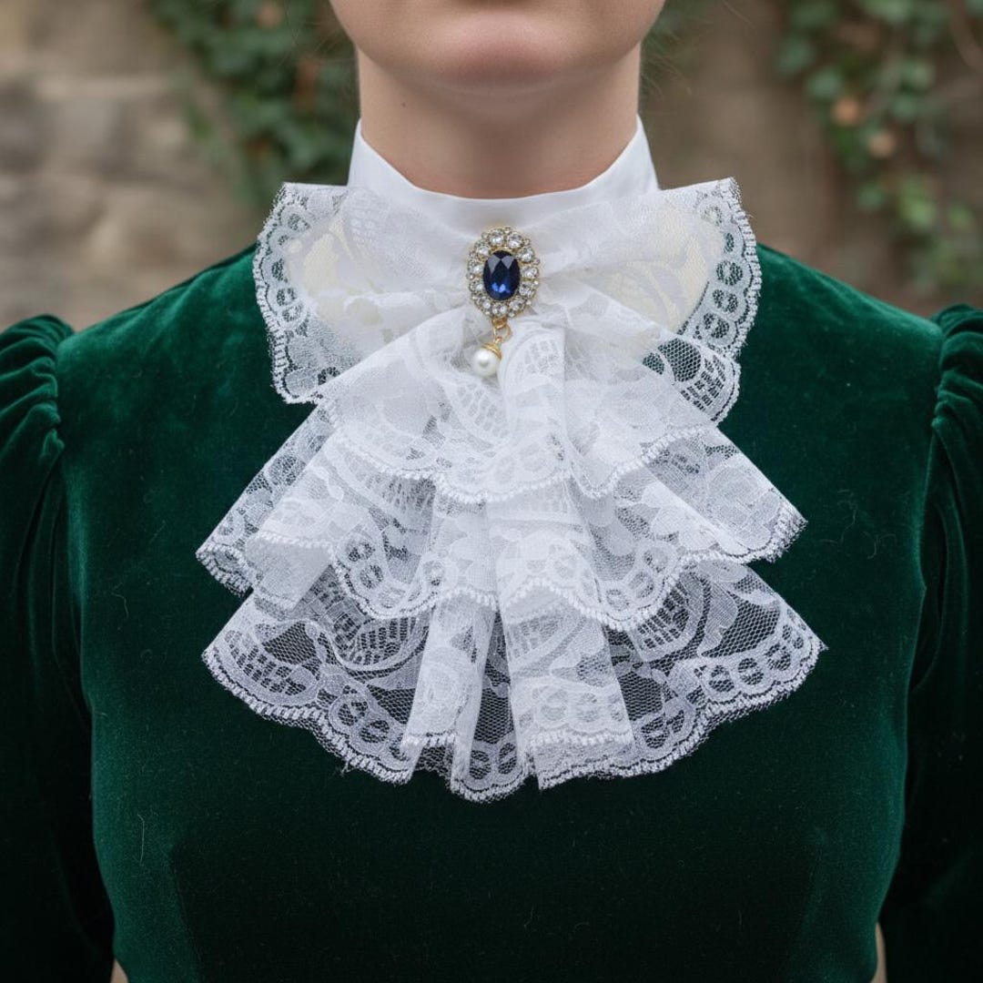 Victorian Lace Ruffled Collar Renaissance Ruff Elizabethan Collar ...