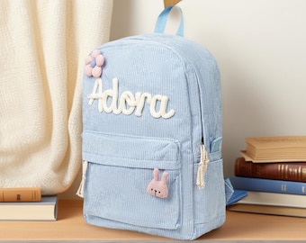 Regalo para el primer día de clases, mochila personalizada para niños pequeños, mochila personalizada para niños, mochila escolar con nombre, regalo para la vuelta al cole, mochila de pana