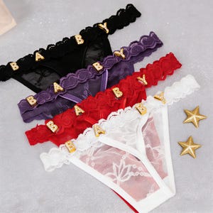 Custom Thong G-strings With Gold Charms Name, Name Thong, Personalized Thong With Name, Custom Thong, Custom Name Thong, Anniversary Gift