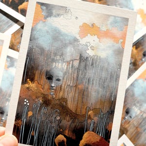 Kunstpostkarte "Maske" - Postkarte - Kleines Kunstwerk - Abstraktes Motiv - Grußkarte - A6 Karte - Schöne  Karte