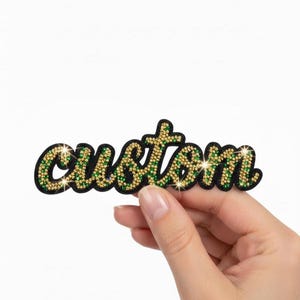 Custom Rhinestone Letter Patch Personalized Name Bling Iron On Varsity Jacket Sparkle Applique