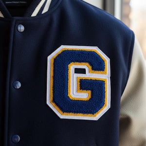 Parche con logo de chenilla personalizado / Diseño para chaqueta universitaria para equipos y escuelas / Para planchar