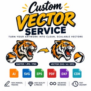 Custom Vector Tracing Service, Convert Image to Svg, PNG, EPS, DXF, Logo to Vector Graphic, Clean Raster to Vector, Silhouette Cricut File
