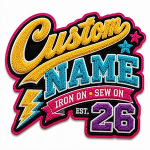 Parches personalizados de letras de chenilla, parches termoadhesivos con nombres, letras para chaquetas universitarias, parches de aplique personalizados.