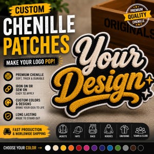 Custom Chenille Patch, Personalized Logo Patch, Custom Embroidered Patch, Varsity Jacket Patch, Iron On Sew On Patch, Custom Badge