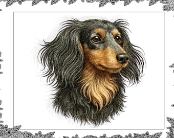 Dachshund Embroidery Design, Sausage Dog Machine Stitch Art (Instant Download)